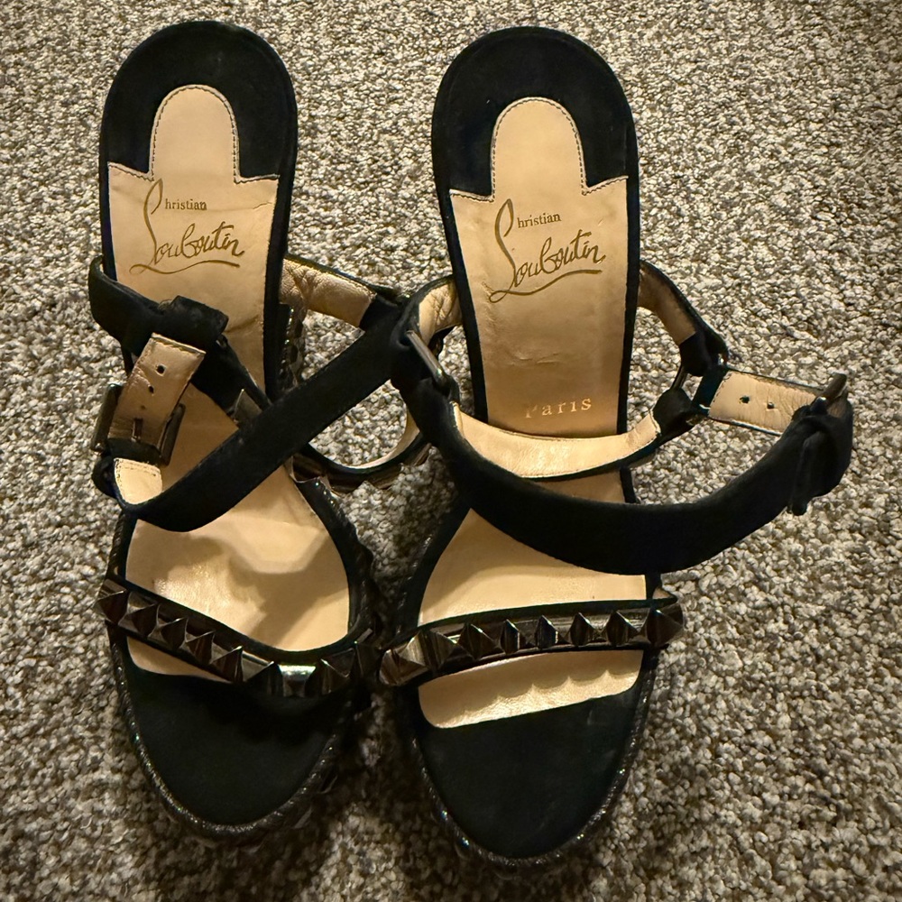 Christian Louboutin Black Studded Sandals